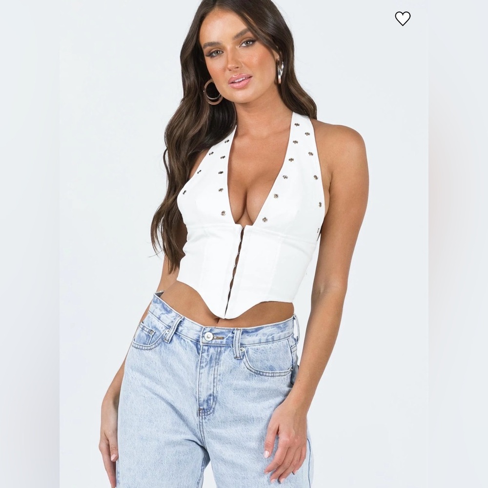 Princess Polly - Cream Leather Corset Top